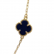 Merx Four Leaf Clover Long Necklace - Gold/Blue Agate #700-119
