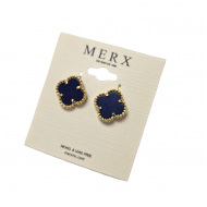 Merx Four Leaf Clover Earring - Gold/Blue Agate #710-118