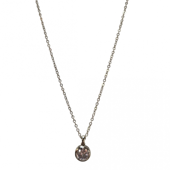 Merx Sofistica Crystals Bezel Pendant Necklace - Rhodium/Crystal #85-1584