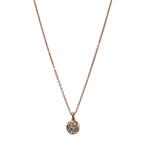 Merx Sofistica Crystals Bezel Pendant Necklace - Rose Gold/Crystal #85-3584