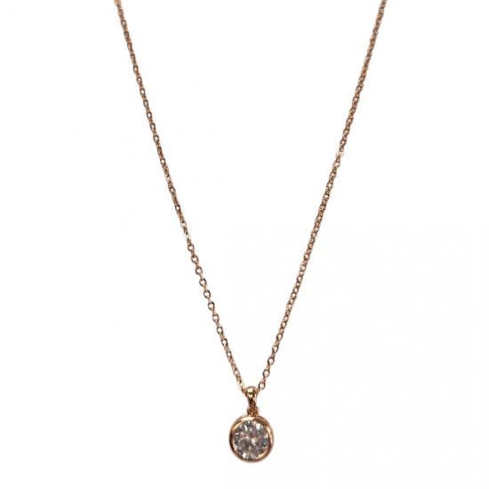 Merx Sofistica Crystals Bezel Pendant Necklace - Rose Gold/Crystal #85-3584