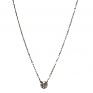 Merx Sofistica Crystals Bezel Pendant Necklace - Rhodium/Crystal #85-1585