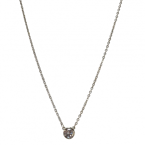 Merx Sofistica Crystals Bezel Pendant Necklace - Rhodium/Crystal #85-1585