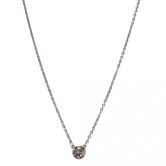 Merx Sofistica Crystals Bezel Pendant Necklace - Rhodium/Crystal #85-1585