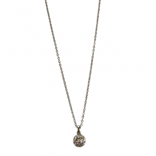 Merx Sofistica Crystals Bezel Pendant Necklace - Rhodium/Crystal #85-1586