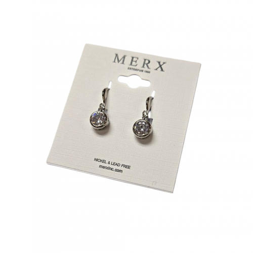 Merx Sofistica Crystals Bezel Hook Earring - Rhodium #84-1589