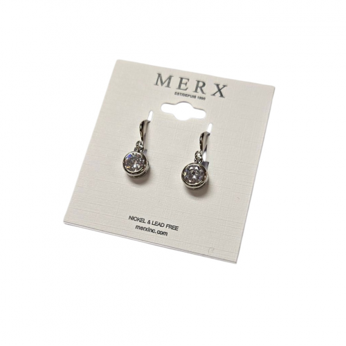 Merx Sofistica Crystals Bezel Hook Earring - Rhodium #84-1589