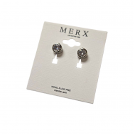 Merx Sofistica Crystals Bezel Post Earring - Rhodium #84-1588