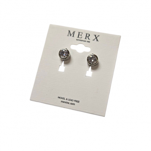 Merx Sofistica Crystals Bezel Post Earring - Rhodium #84-1588