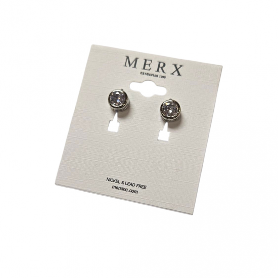 Merx Sofistica Crystals Bezel Post Earring - Rhodium #84-1588