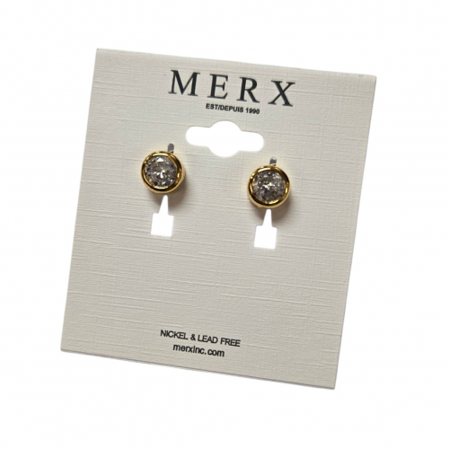 Merx Sofistica Crystals Bezel Post Earring - Gold #84-2588