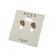 Merx Sofistica Crystals Bezel Post Earring - Rose Gold #84-3588