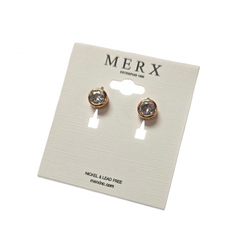 Merx Sofistica Crystals Bezel Post Earring - Rose Gold #84-3588