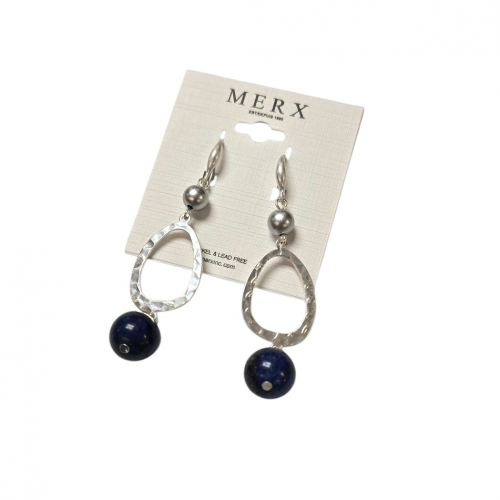Merx Studio Earrings - Silver/Navy Blue Natural Stones #03-42377