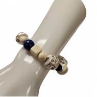 Merx Studio Stretch Bracelet - Silver/Navy Blue Natural Stones & White Howlite #07-42377