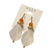 Merx Studio Earrings - Gold/Clear Frosted/Carnelian #03-42394-1
