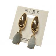 Merx Fashion Colourful Semi-Precious Stone Earring - Amazonite #03-14351-1