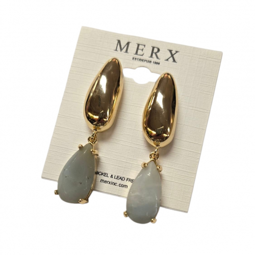 Merx Fashion Colourful Semi-Precious Stone Earring - Amazonite #03-14351-1