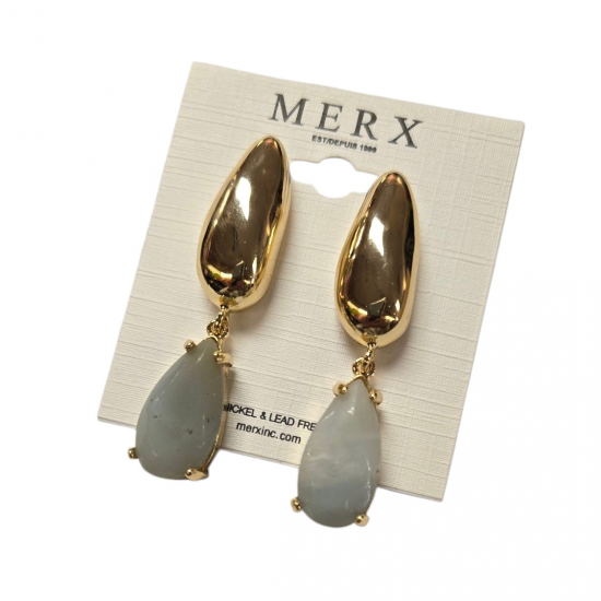 Merx Fashion Colourful Semi-Precious Stone Earring - Amazonite #03-14351-1