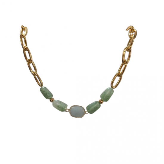 Merx Fashion Colourful Semi-Precious Stone Necklace - Amazonite #06-14351-1
