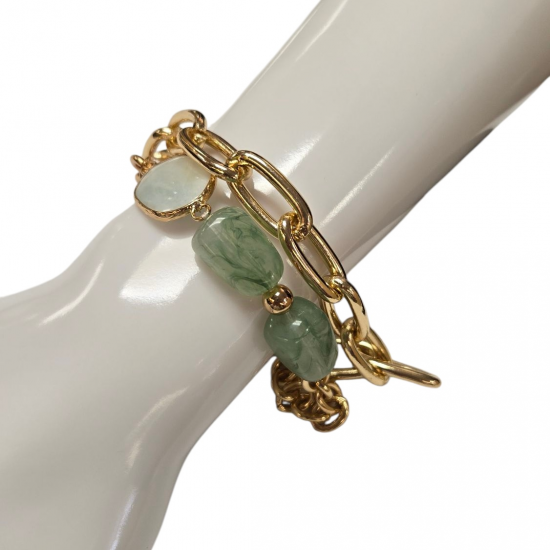 Merx Fashion Colourful Semi-Precious Stone Bracelet - Amazonite #07-14351-1