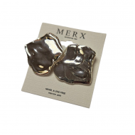 Merx Fashion Textured Metal Earring - Silver #03-14339