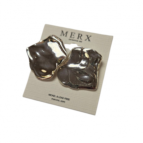 Merx Fashion Textured Metal Earring - Silver #03-14339