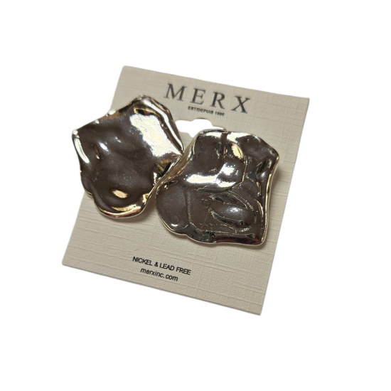 Merx Fashion Textured Metal Earring - Silver #03-14339