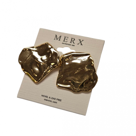 Merx Fashion Textured Metal Earring - Gold #03-14339-1
