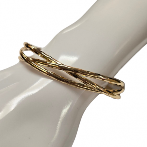 Merx Fashion Textured Metal Bangle Bracelet - Gold #07-02400-1