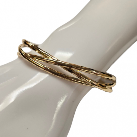 Merx Fashion Textured Metal Bangle Bracelet - Gold #07-02400-1