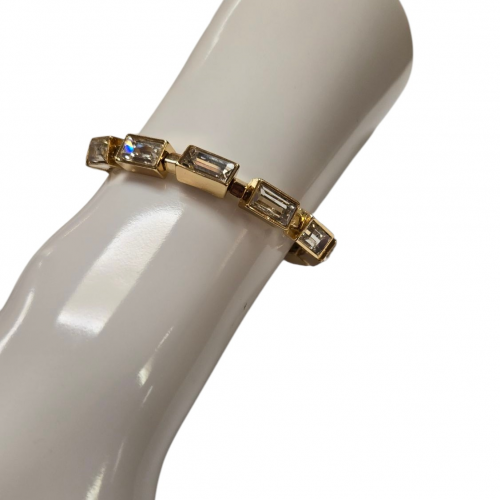 Merx Fashion Textured Metal Crystal Bracelet - Gold #07-14345-1