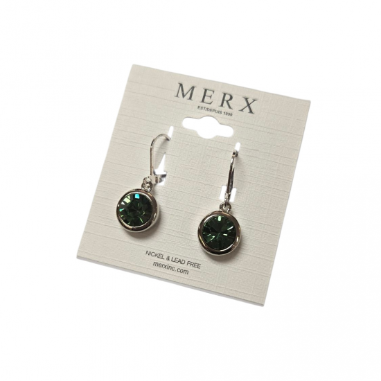 Merx Modern Earring - Rhodium/Fern Green #150-397-100