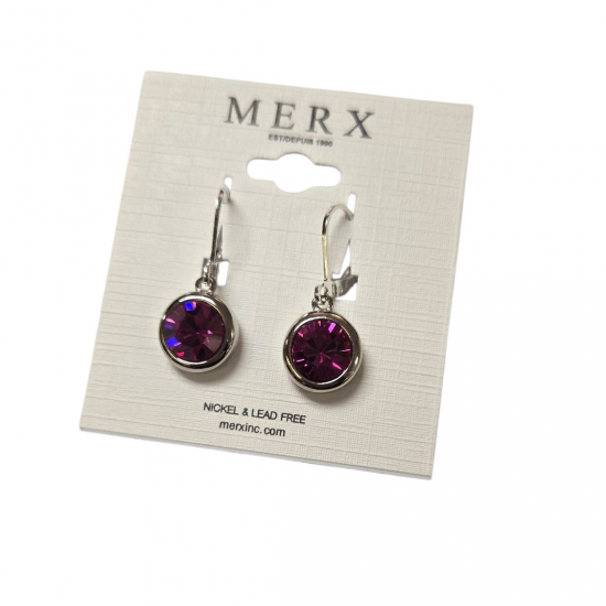 Merx Modern Earring - Rhodium/Fuchsia #150-397-50