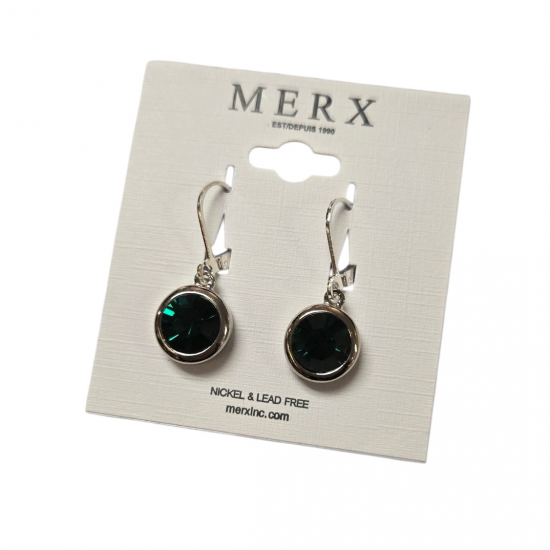 Merx Modern Earring - Rhodium/Emerald #150-397-69