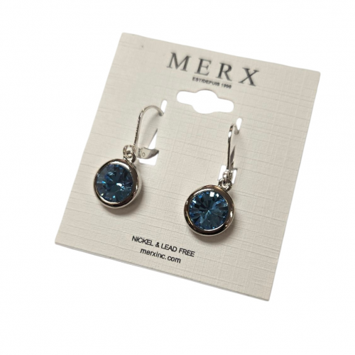 Merx Modern Earring - Rhodium/Aqua #150-397-74
