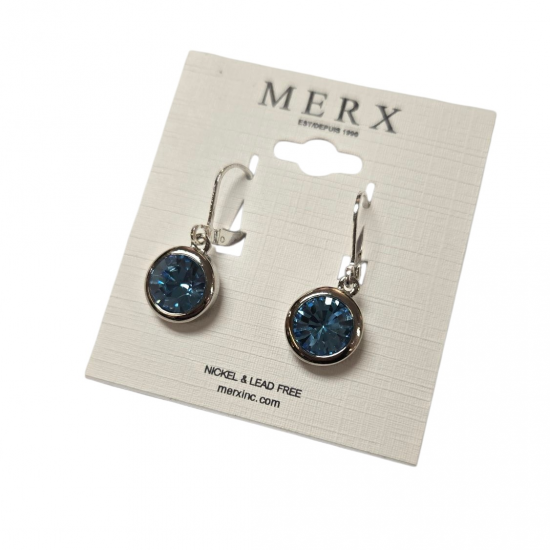 Merx Modern Earring - Rhodium/Aqua #150-397-74