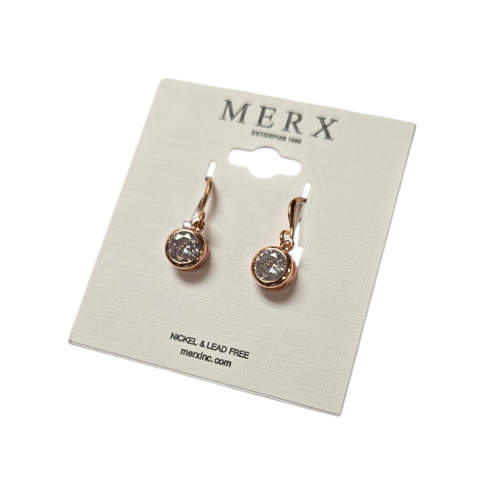 Merx Sofistica Crystals Bezel Hook Earring - Rose Gold #84-3589