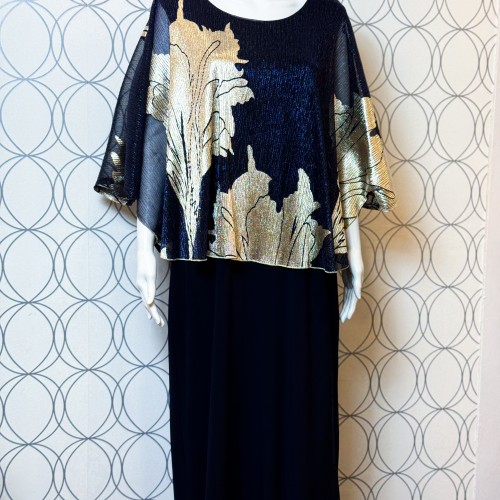 Frank Lyman - Knit Dress #258325 - Navy/Gold