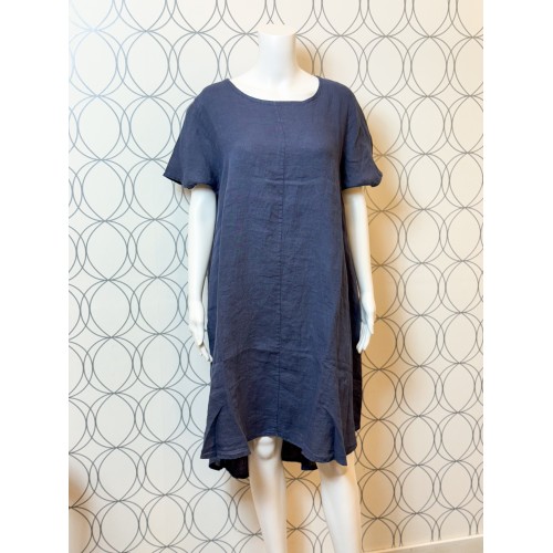 Pistache - Oversize Linen Dress - Navy