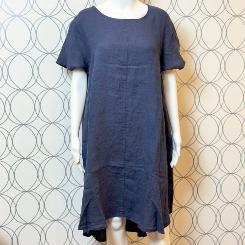 Pistache - Oversize Linen Dress - Navy