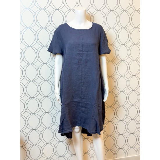 Pistache - Oversize Linen Dress - Navy