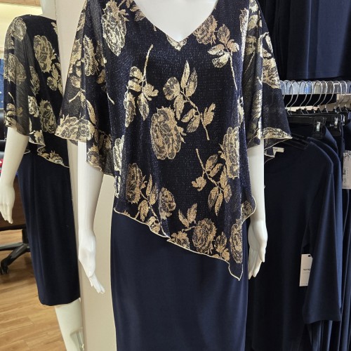 Frank Lyman - Knit Dress #248348 - Navy/Gold