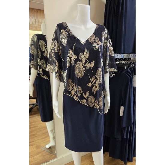 Frank Lyman - Knit Dress #248348 - Navy/Gold