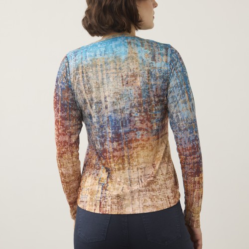 French Dressing - Long Sleeve V Neck Top - Sunset Boulevard