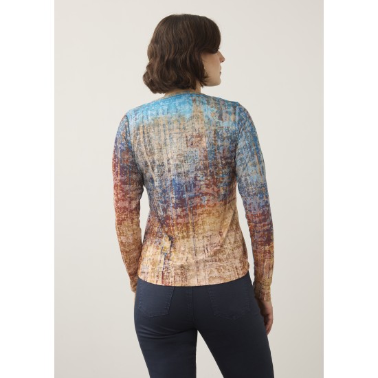 French Dressing - Long Sleeve V Neck Top - Sunset Boulevard