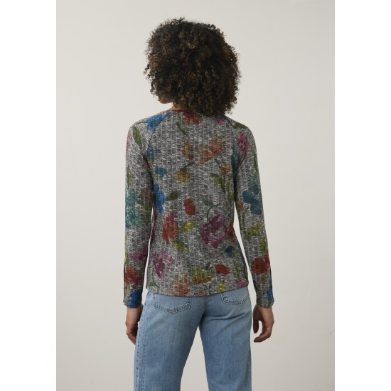 French Dressing - Long Sleeve Rib Top - Rebecca Floral