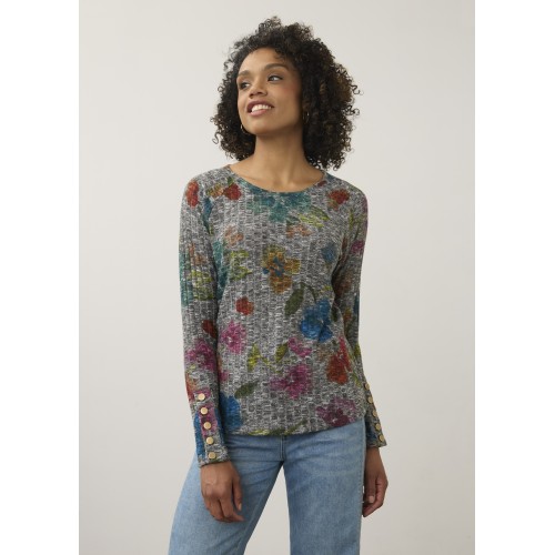 French Dressing - Long Sleeve Rib Top - Rebecca Floral