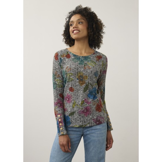 French Dressing - Long Sleeve Rib Top - Rebecca Floral