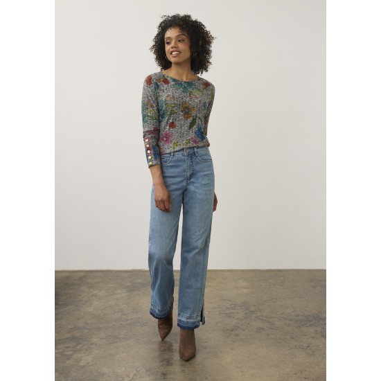 French Dressing - Long Sleeve Rib Top - Rebecca Floral
